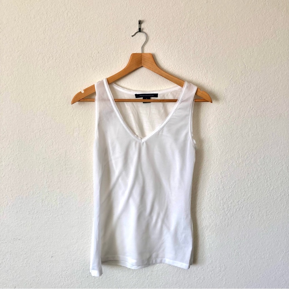 FRENCH CONNECTION Sheer Snow White V-Neck Halter Top - Women's S